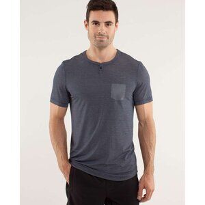 Lululemon One Hit Henley Running Sporty Athletic Tee Gray Tshirt Size XLarge
